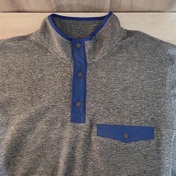 🛍Eddie Bauer Chutes Mens TXL Grey Mock Neck Quarter Snap Fleece Outdoor Warm - Picture 5 of 8